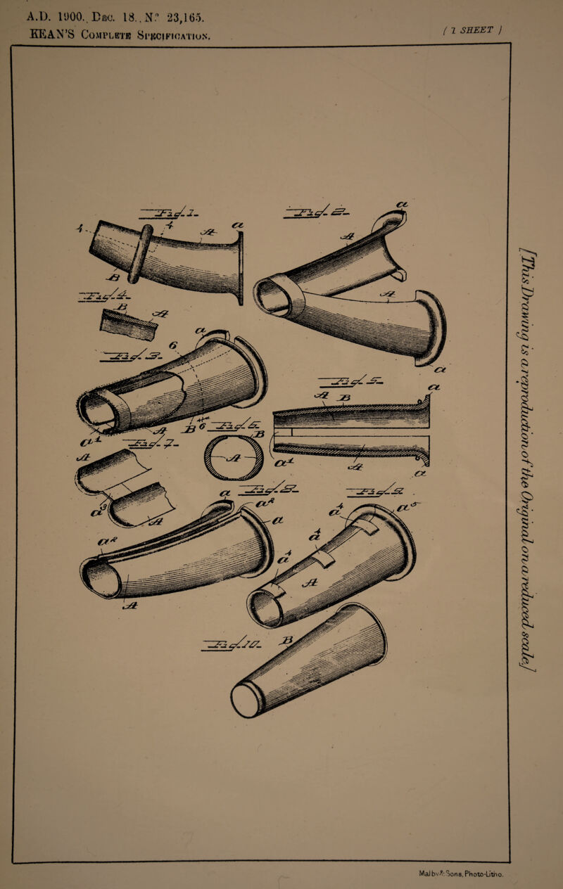 A.D. 11)00.. Dae. 18., N. 23,165. KEAN’S Complete Specification, ( 7 SHEET ) MaJbv^'Sons, Photo-Litho. \s Drawing is curcDrodiictioTvofthe (Dig w/D ore wredurecL scale]