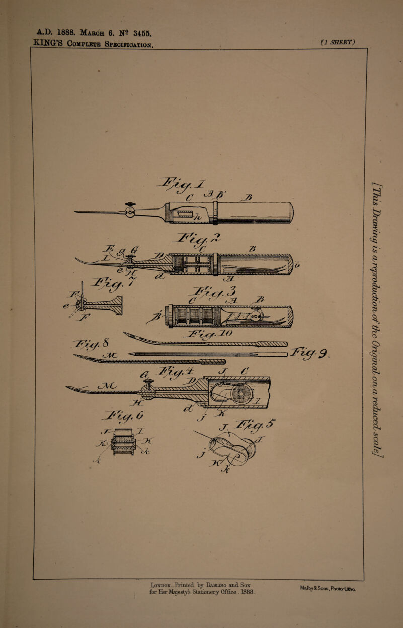 A.D. 1888. March 6. N* 3455. KING’S CoMPTJRVTIB S^PRniK'irtATirvu (1 SHEET) ! London..Printed by Darling and Son for Her Majegtys Stationery Office . 1888. M ai by &Sons, Photo-Litho.