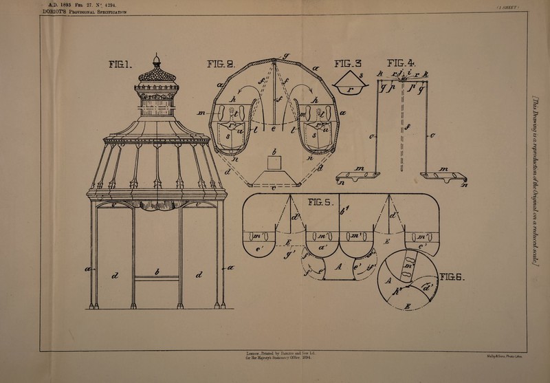 A.D. 1893 Fkb 27. N* 4294. DQRIOT’S Provisional Specification London-..Printed by Daklin& and Son Ld. for Her Majesty's Stationery Office . 1894. /' 1 SHEET > M al by & Son s, Pb oto -Litho. [This Drawing is cv reproduction of die Original on a, reduced scale]