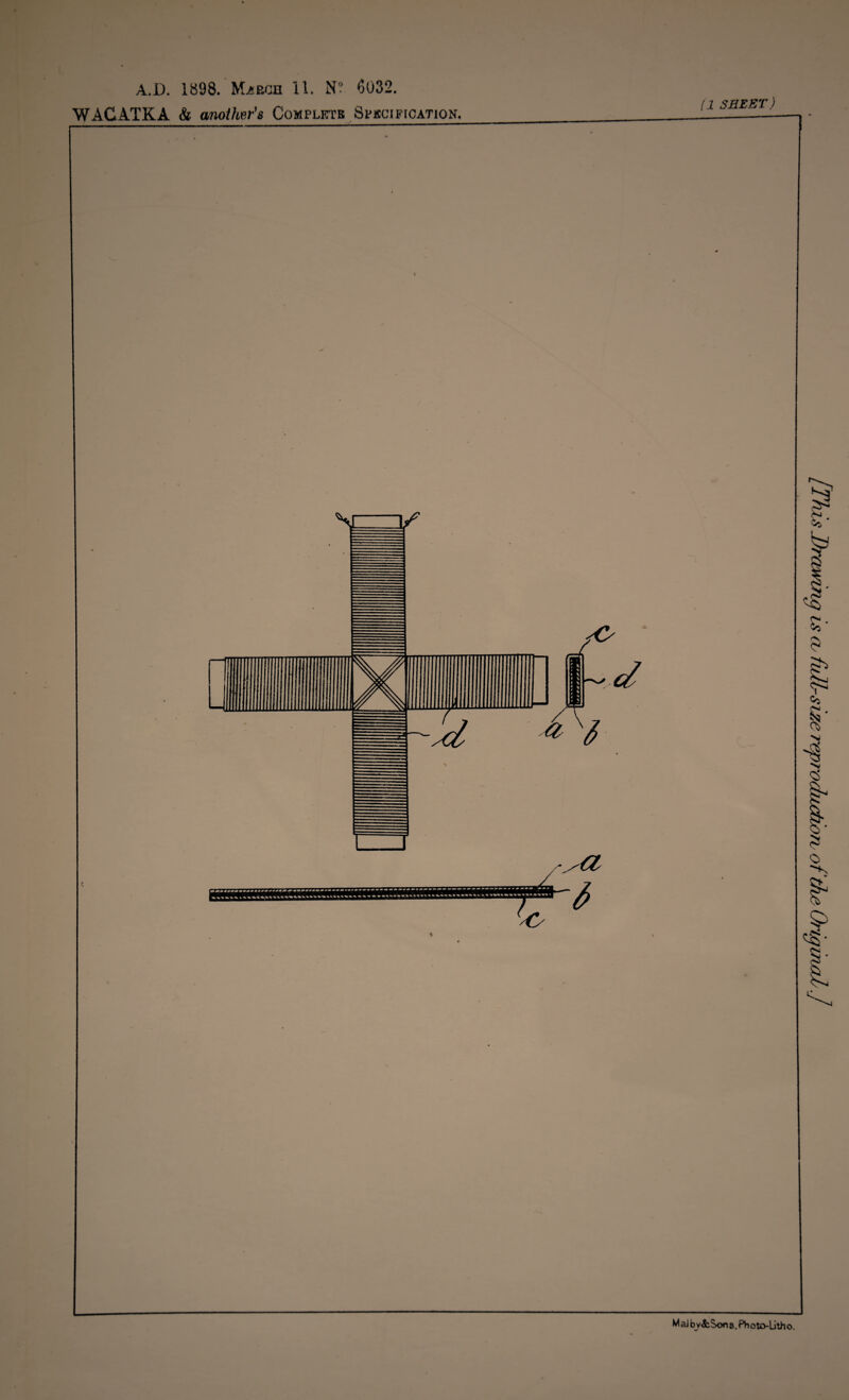 M aJ b v&Son s. Ph o tcv-Lith o. /This Drawing is cu full-size reproduction of the Original.]