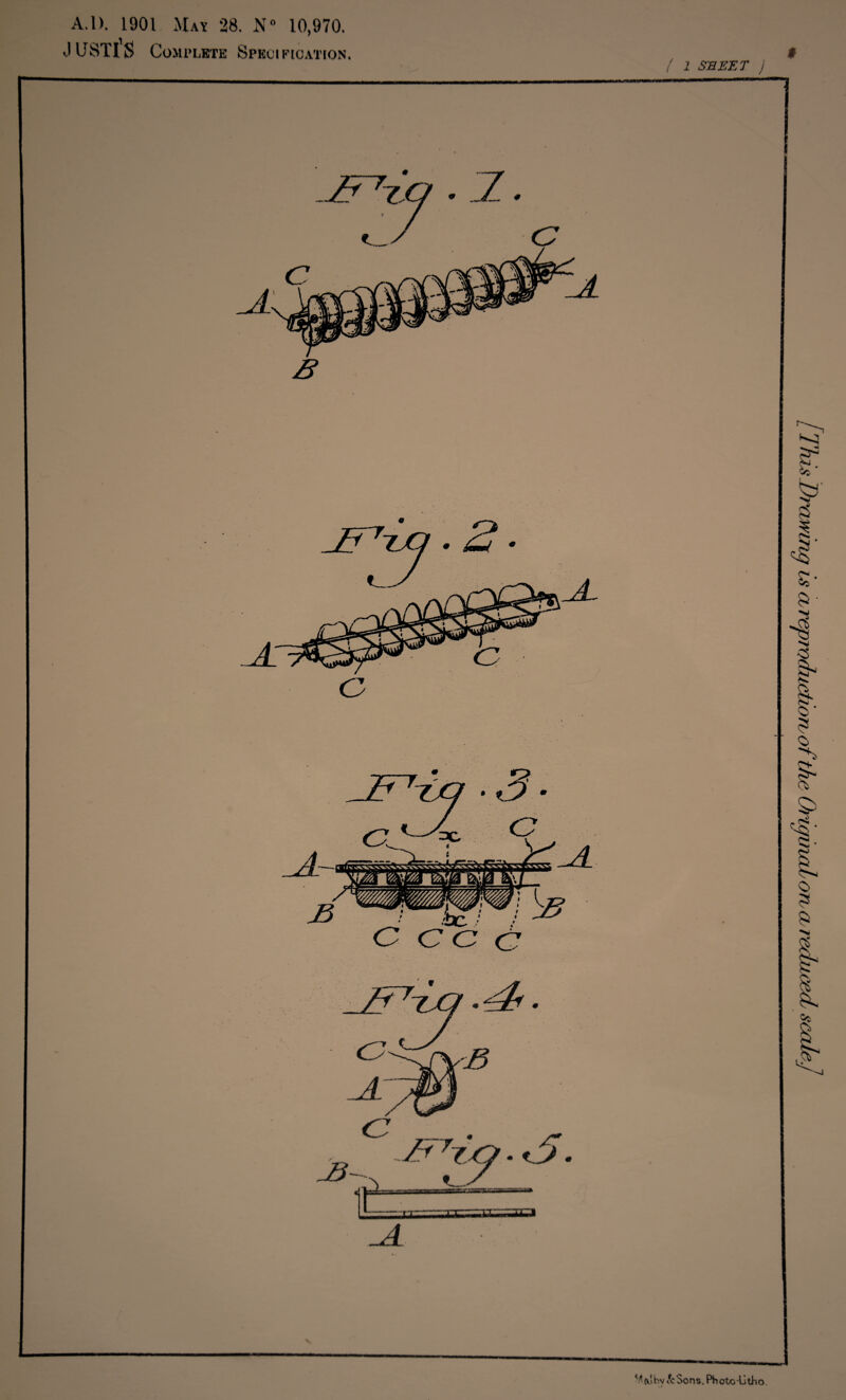 A.l). 1901 May 28. N° 10,970. JUSTUS Comi ’LKTE SPEOI PtOATION* ( 1 SHEET j $ (* fit bv k Sons, Photolitbo