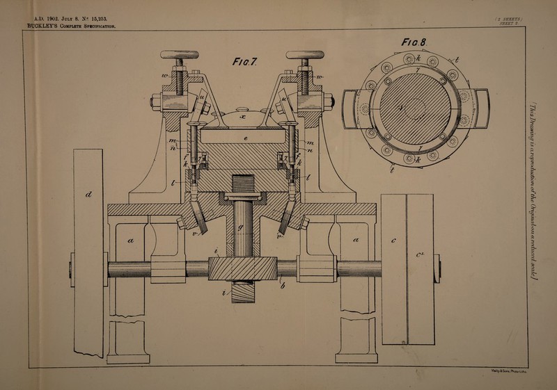 BUCKLEY’S Complete Specification. SHEET 2.  1 *** - ’ 1 MaJby&Sons, Photo-Utho Fig 8 This Drawing is (t I'cpnxlwdxorcoi the Orujinnbou areduced, scale.