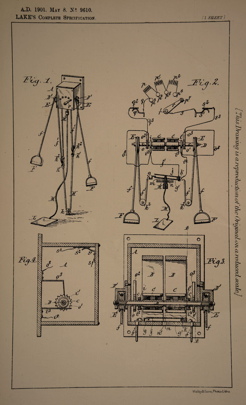 LAKE’S Complete Specification (i sheet) (Mai by&Son s, Photo-Lith o.