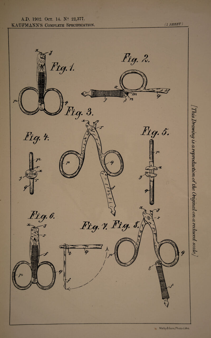 A.D. 1902. Oot. 14. N.°. 22,377. KAUFM ANN'S Complete Specification. (1 SHEET) Mai b^<5cSon s, Ph oto-Lith o. •y [This Drawing is arepmdnctwrvof tk& Original on a reduced scaiaj