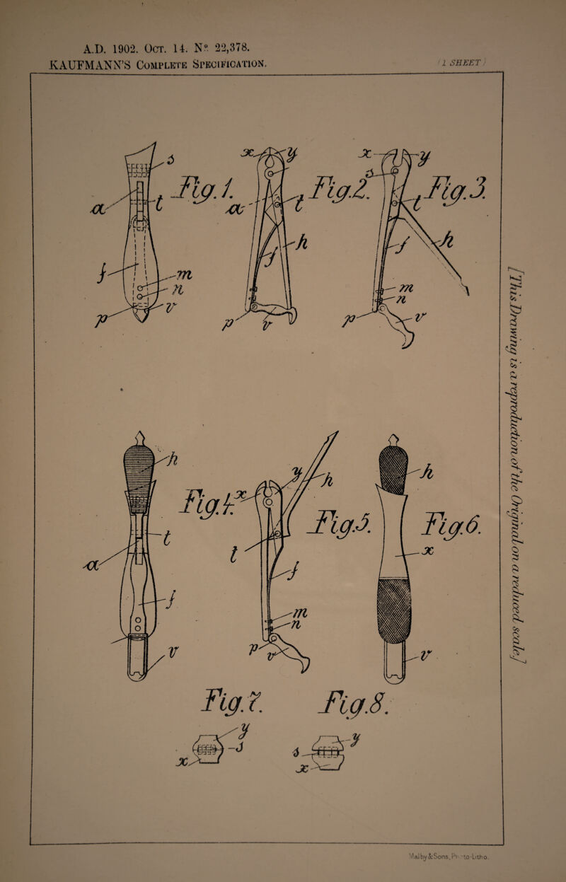 A.D. 1902. Oct. 14. N°. 22,378. KAUFMANN’S Complete Specification. <1 SHEET) MaJby&Sons, Pi 'to-Litho. [ThisDrawing is a- reprodartionot the Originalon cl reduced scale]