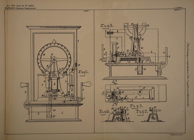 A.l). 1901. June 14. N.° 12,217. WATSON’S Comflktb Specification. SHEET 1. (2 SHEETS) SHEET 2. Mai bj&Sons, Ph oto-Uth o.