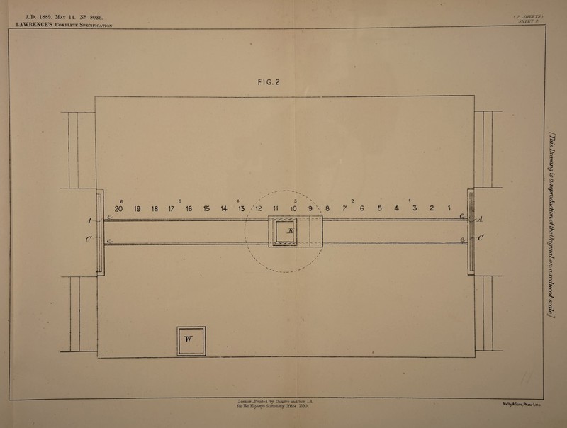 LAWRENCE’S Complete Specification SHEE T 2. FIG. 2 — for Her Majesty's Stationery Office 1890. Malty fcSons, Photo-btho