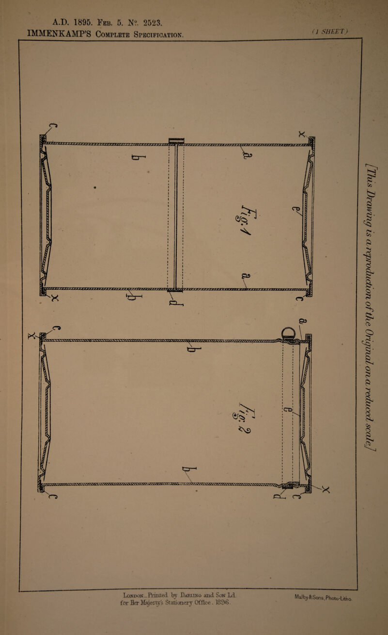 A.D. 1895. Feb. 5. N?. 2523. IMMENK AMP’S Complete Specification. (1 SHEET) iTl.AtHrrT’irfi>rrTTJ?7r7r?rrrzrrr*jrTrr-irF/i U/rz&.SMJ/’/t/fTZtnfrvrrT'TffTrTrmm'zsxi’irrYTrTrjrri X 5 Szgzrz/^77/^ T-i*srsf7-T77Jt7JirrsstjjjrrTr****rMfjrirr {ZtT/7^ * * ro N cJ p!2Z7r/.//2Z7Z/74r pa sza^z gra?/avj s^s J • 4 <\C) NVWNWVWWV tp—<1 r^> s. Co fe* $ v f-. Co a V. S' 1 &- s 8- <s ■ o -+> Oi §> S • o P 8 I a, c§ ,1 London.-Printed by Darling and Son Ld. forHerMajestys Stationery Office. J800. Mai by &Sons, Photo-Litho.