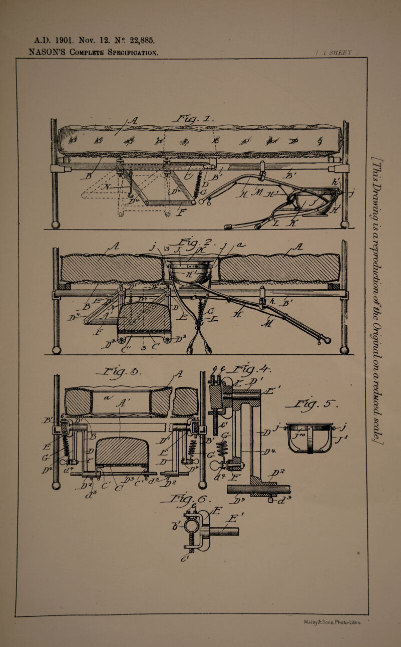 A.D. 1901. Nov. 12. N°. 22,885. NASON’S Complete Specification. ( i sheet e‘ Mai bj&Sons, Photo-Htho. / This Drawing is a reproduction of the Original on cnreduced scale]