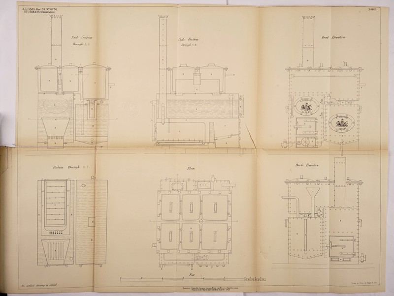 A.D. 1834. Dec. 23. N° 6736. STOTHERT’S Specification. mw End/ Section/ Through' A _B Side Section Through C D. o D Elan Fed OSes SHHHKH London-. I'l-iulcdhfGeouck Edwaud INui: andWu.i.i.\.vi SeomswooDU . Printers to tlie Queen's most Hxcelleul Majesty. 1857 (1 SHEET WMW Front Elevation/ A. --fTi~^ JFn Dram an. Stone k M? £ Sans _