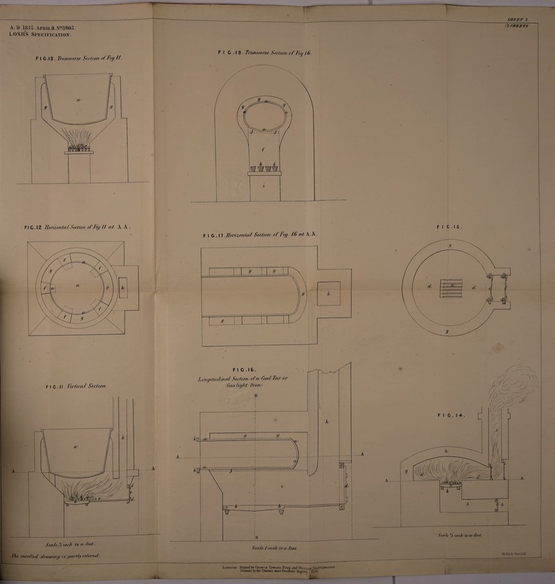 A.D .1015. Afril8.N?3905 L0 SHS §PECIT1CATION . SHEET z. fz SHEETS F I C.I3. Transverse Section of Fig 11. FI G . I 8 Transverse Section, of Fig 10. FIG.12.HoruzorutaZSectiorvofFig 11 at A A, FI G . 17 .Eorvzontal Sectiorv of Fig. 16 at A. A . FI C . I 5 . fi G . 11 VertiaxZ Section The encoded drawing is parti# colored/ Scats/met tea foot 'Malty &• Sans ilia London: JYintwl by Gkoroe Howard Eyre and William Spottiswoore hintcrs Ip the Queen's most Excellent Majesty. 11854*. '