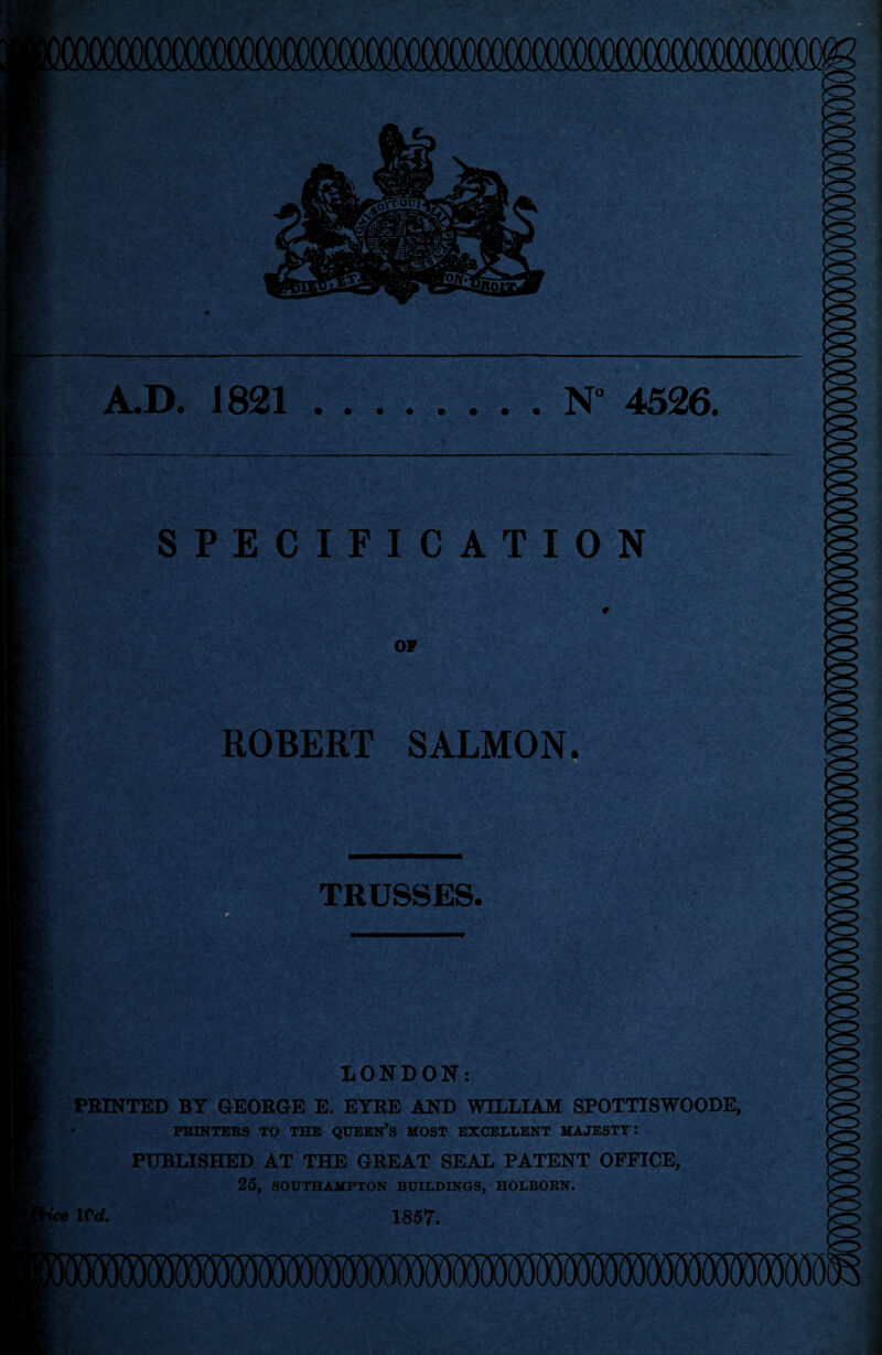 — A.D. 1821.N 4526. SPECIFICATION OF ROBERT SALMON.