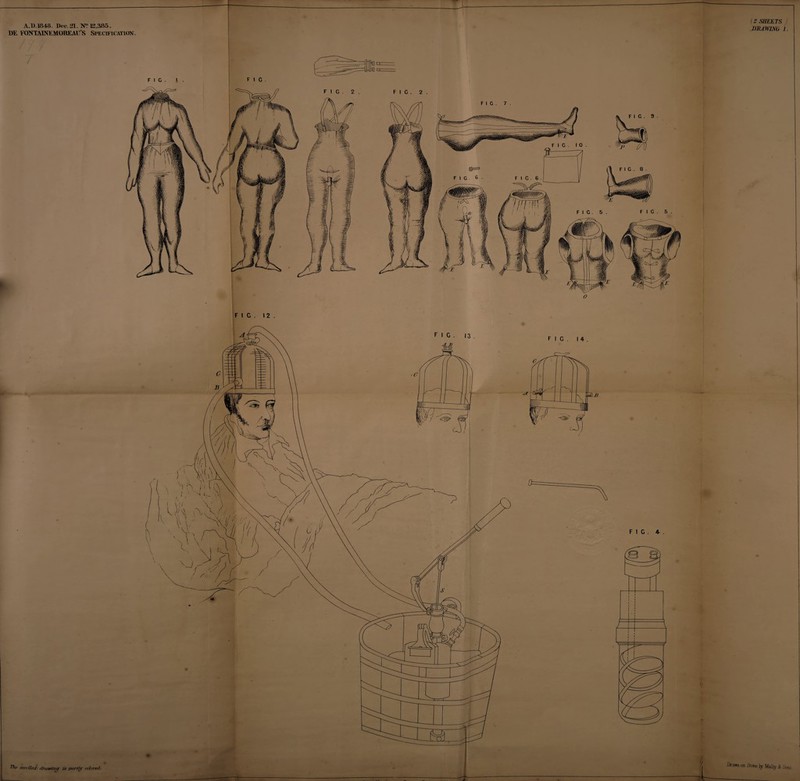 A.D.1848. Doc. 21. N? 12,885. DE FONTAINEMOREAU'S SPECIFICATION. (2 SHEETS J DRAWING 1. The ovvllftL tlraivirirj os parity rcfnr/i Dram on Stone ly Ma% fe Sons