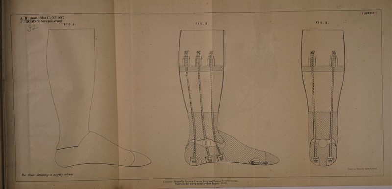 j ' Hrawn an Slone 'by Malay &. Sons The filed/ drawing is yuwtly colored/. I _^____'_ London: Printed by Gf.orge Edward Eyre and Wuxi am S; otti -woom.. A . D .1858, May 17, N°Km JOHNSON'S Specification !1 SHEET