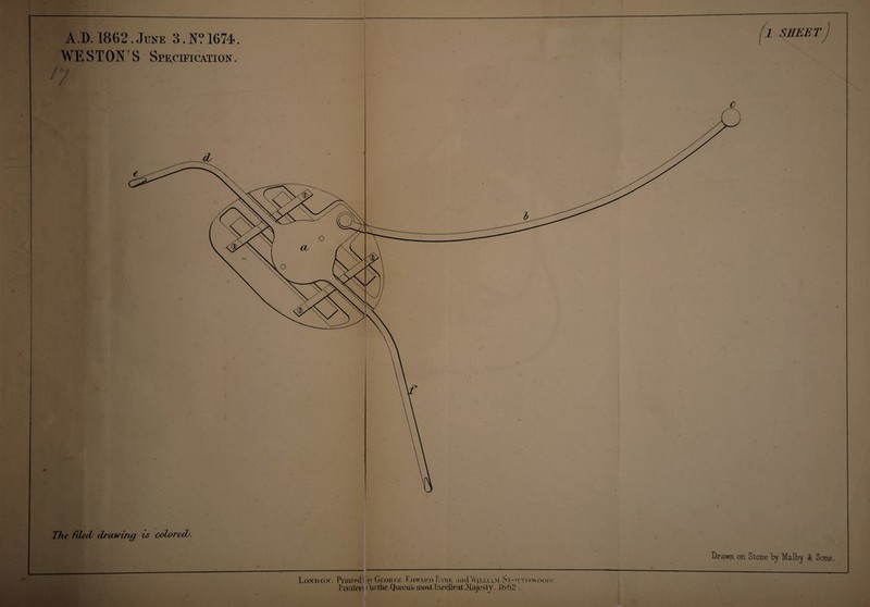 WE S T 0A' S Specification . 1 SHEET / f The filecL drawing zs coloredV. Drawn on Stone by Malby l Sons. London: Pimtedlbv Georgt. Ivdwav.o hvui- and Wiu.i am Si-otti^avooim Printer* > lotlie Queens most Excellent ALajest y. 18(12 . j