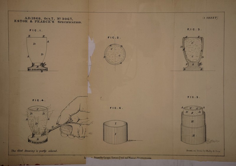 I AJ3.1868, Oct.7, ]!^? 3067, ESTOR & PEARCE**S Sj»ecifj;catiojs[ F 1 C . i . t ©IlillM!FE©iri - jg F I C .4. . r/te aied drawing is gard^ colored. r F I C F I C ; 6 /i sheetJ F I C . 3 . F 1 C . 5 . Drawn oil Stone'bv-Mall^v-& S oils L( Tainted br George Edward Eyre and Wuxi m’^^.Si’ottiswoodb 1 f\ *