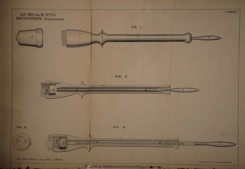 A.l). 1869.Jan,19. ^^^73. JSAIIXSCHEIDT S Sp£ciiicatioi^. fig; 3. vMaI/-' /i sheet) FIC. I. FIG. 2. ■'! FIG. The filed. di'CLwijLg is partly coloredb. Drawn on Stone Ij' Maltj Sc Sons. London: PrintedbyGEORCi: EdwakdLyue and William Si ^ ^ ^ ^ ^ A