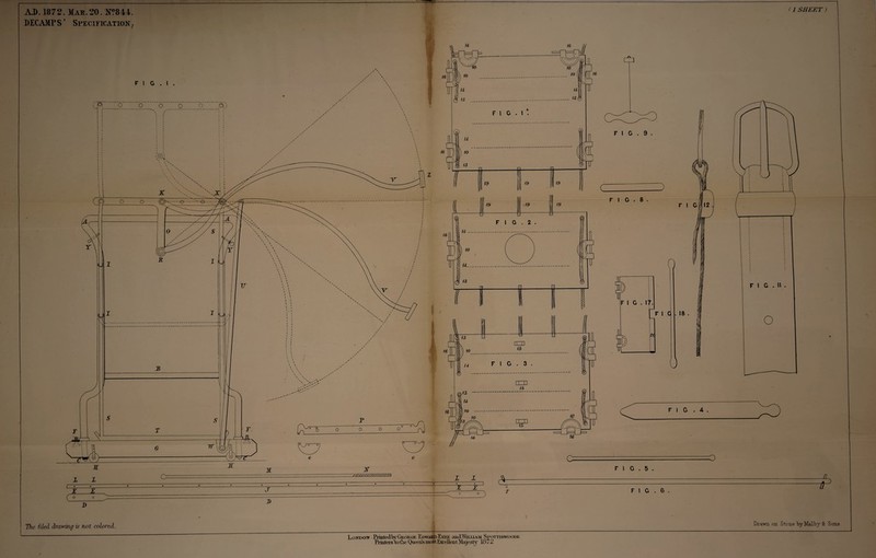 (1 SHEET) AD. 1872. Mae. 20. ^J^?844. DECAMP S ’ SpE CIFICATION. t Londow Printedly George EiwAabE^CRE aaAWnxiAM Spottiswoode Prmters totiie Qiunais inoStEscelkail Majesty 1G7 2 Drawn on Stone Ey Malloy 8b Sons