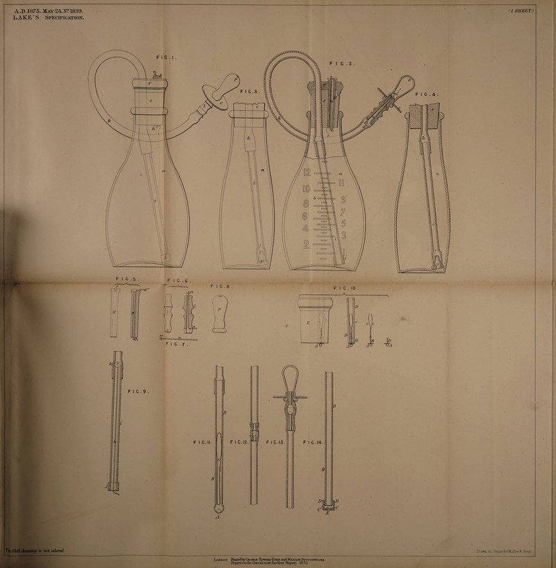 A.D.1875. May24,N?1833. LAKE'S Specification. /1 SHEET) The, filed- dramnp is not colored London Rmledty George Edward Eyre and William Spottiswoode Printers to the Queens most Excellent Majesty 1875 Drawn on Stone WMalW & Sryns