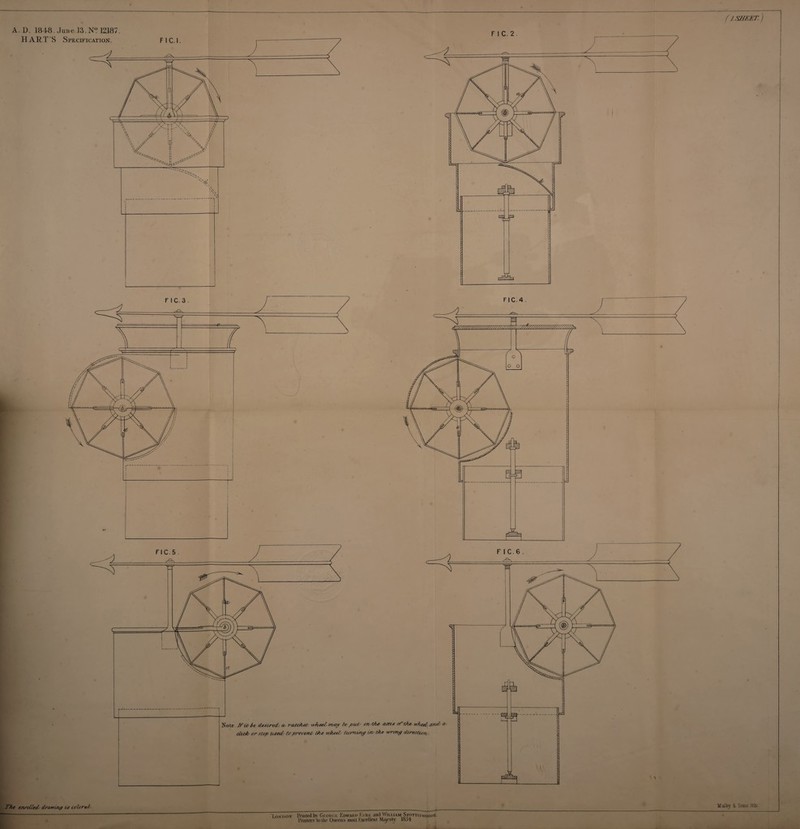 A.D. 1848. June 13.N° 12U87. HART’S Specification. F I C. 2. (1. SHEET.) The enrolled' drcuYLng ie cnlrred, London' IVinted l>\ Gi oiu.i. Edwahd Kvhk and Wii.t.iam.SpottiswoodE- Printers'to the Ouectts most Kxrelleni Majesty 1&54 Malty t Sons tflh