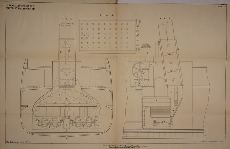 London Prmtedby(^;o«eE Edward Eyre ati^Wii.t-tam Spotitswooi^ ftinlers to tike Queen’smostExcolkut Majesty 1873 A.D. 1872. Aug. 30. N? 2575. THOMAS' Specification. The Med drawing is noT colored. (J SHEET> Ucawn. on Stone by Malty £ Sons