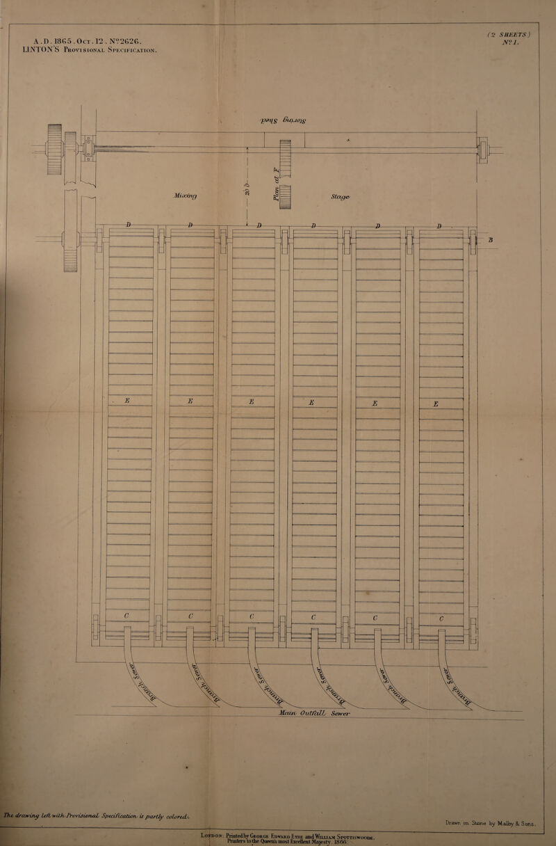 UNIONS Provisional Specification. (2 SHEETS) The drawing UJt wUE Trovi.su/nMT Speeificatio/v is partly coloredb. Drctwn on. Slone by Malby &. Sons. London: Printed bv George Edward Eyre and William Spottiswoode Printers to the Queen's most Excellent Majesty . 1866: