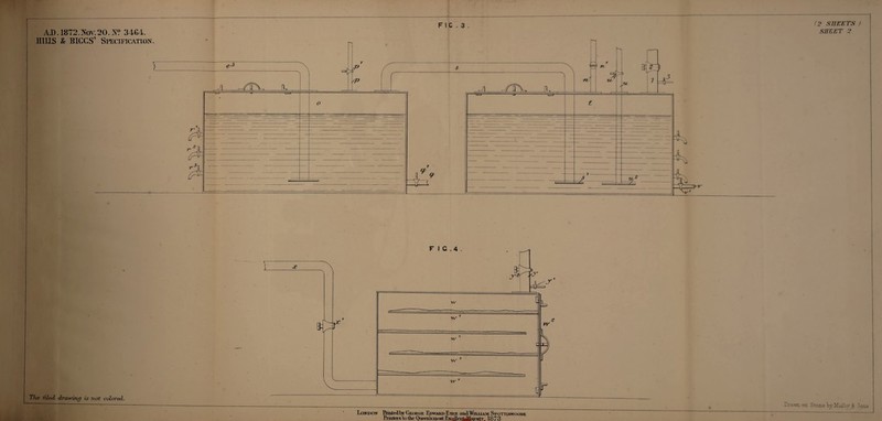 F I C . 3 . AD. 1872.20.N? 3464. <2 SHEETS ) SHEET 2 The tiled, drawing is not colored. >Kwn on Stone hyMalbv & Sons London frmtedty George Edward Eire and William Spottiswoode Fruiters to the Queens most Excdleuhidniestv 18 7 3