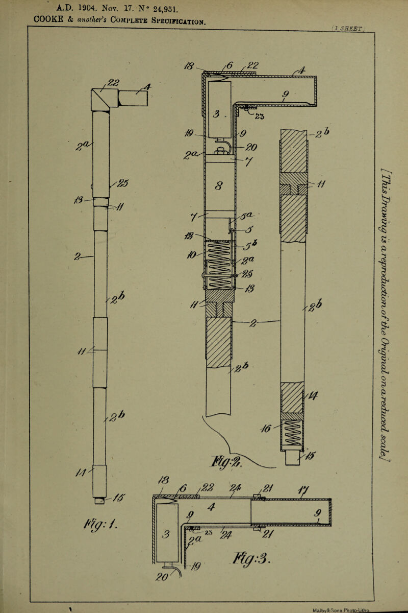 A.D. 1904. Nov. 17.-N* 24,951. COOKE & another's Complete SPECIFICATION. ■1 SHEET, Malhv&Sona Photo-Litho