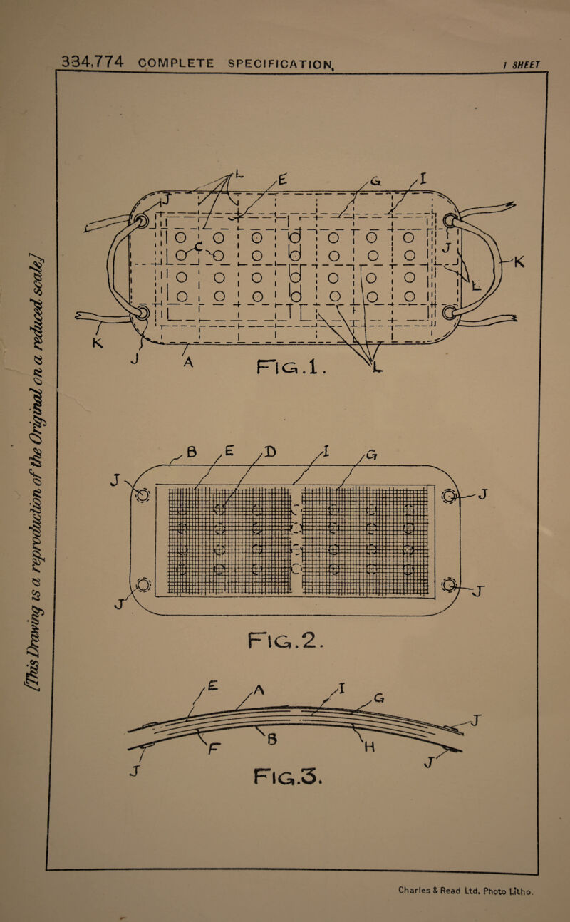 [This Drawing is a reproduction of the Original on a reduced scaleJ 334,774 COMPLETE SPECIFICATION i .weft Charles & Read Ltd, Photo Utho.