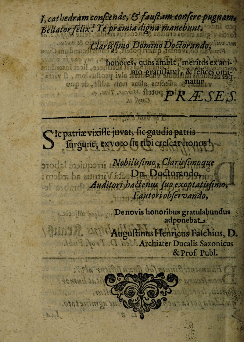 \ t, cathedram eo elix! De novis honoribus gratulabundus adponebaL> % * r * 4 ■> 1-. ■zx i V « \\* ■i . ■* v H PB . ._ > D, I Archiater Ducalis Saxonicus & Prof. Pubi. “*4 'v .••**»>/ ' . w#- }yl >V