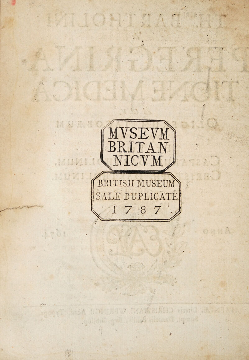 / britan BRITISH MUSEUM SALE' DUPLICATE ' I 7 8 7 ' V/,