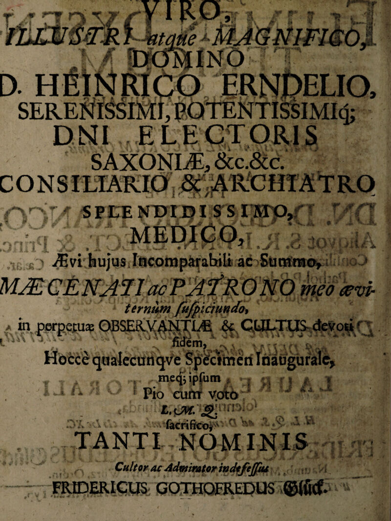 D. H DNI ELEC; SAXONIjE, &C.&C. 71 ^ _ A /n / » r ,1 *a t* . i. /! ■*vr\ >'.<? SPUE NDI DI S S I MO, > A I H A W—tVil ' >• » r 3f r\ # -4 -A 1 i » * * i’ ■».' V . -. •, , • i r' * %l %j 1 ,o 3-OV_b.tl£^ vi hujus Iticomp&rahili ac Summo, ac v ternum meo o?vj- [ ^3^ -A \ ^ m perpctux OBSERVANTLE & CULTUS devo^Q L 4 * t > ; k<£\ 2?£2tr\- muacx '&A- meqjipfum cuotIhH KW-Jgnn* I facrifko» i $ i r § % * j /i u A i si nAte A» Cultor ac Admirator indtfefftu FRIDERICUS GOTHOFREDUS ©(M*