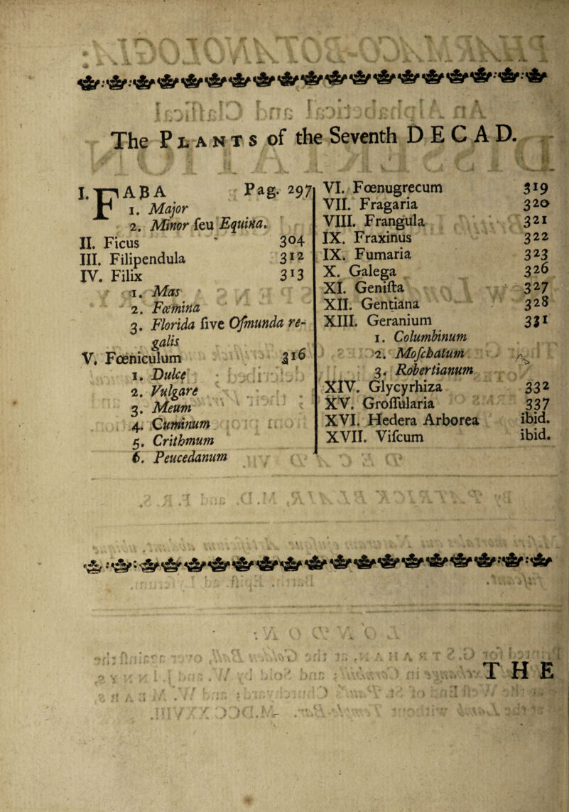 f- + <r t* V^*-*W * r ’ • * » T k * r rI F L »* r, I ^v4a rS I r-t \ I i i f p \ O ff fi r K ) ! ' { ? I ■ • ; . • * ' ^ ' I \ The Plants of the Seventh D E C A D. I. TjiABA Pag. 297 Jj i. M^r 2. Minor feu Equina, II. Ficus • 304 III. Filipendula 312 IV. Filix 3*3 1. 2. Famina 3. Florida five Ofmunda re- galis V. Fceniculum 3*^ 1. r 2. Vulgar6 3. Meum 4. Cuminum 5. Crithmum 6. Peucedanu?n VI. Foenugrecum 3*9 VII. Fragaria 320 VIII. Frangula 321 IX. Fraxinus 322 IX. Fumaria 323 X. Galega 326 XI. Genifta ' 327 XII. Gentiana ;! 328 XIII. Geranium 31* 1. Columbinum 2. Mofcbatum 3. Robertianum XIV. Glycyrhiza 332 XV. Groffularia 337 XVI. Hedera Arborea ibid. XVII. Vifcum ibid. :i:fl f* r r VJ v * *J * i ...» r THE t •»