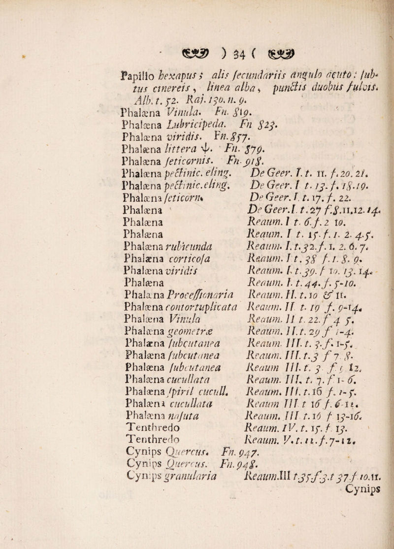 * ) H ( QK& Papilio hexapus ; alis fecundariis cingulo acuto: jub* tus cinereis , linea alba > punciis duobus f ulcis* Alk t. )2- Raj.tp.tLij* Phakna V'inula* Fu. g\g. Phakna Lubrici pe da. Fn gip Phakna viridis. Fn.gpy. Phakna littera Fn. pg. Phakna Jeticornis. Fn.j)i$. Phakna peclinic. eling. De Geev. J t. ii. f*20* 2/. Phaknapechnic.eling, DeGeer.t t. ij-f* iS-tQ. Phakna [eticonu De Geer. I1* 17. /. 22. De Geer.t. t. 27 f.$. 11,12. 14. Reaum. 1 t. 6.j. 1 i0. Reaum, I t. if.f.i. 2. 4.Q Reaum. I t.ji.f. 1. 2. <5,7, Reaum. f t.p f. 1. $. g. Reaum. f t.jg. / 1.9. /j>. Reaum. 1.1.44. j. p-to. Reaum. II. t.io & tu Phalsena Phakna Phalsena Phalanna rubicunda Phakna corticofa Phalsena viridis Phakna Phakna Proce/[tonari a VhA^n^contortuplicata Reaum. II t. /$/ /. • < if •■9’. f e ■* /* Phakna Vinula Phalsena geometres Phakna jube ut a ne a Phakna fubcutunea Phalsena jube ut ane a Phakna cucullata Phakna/p/r// cuculi. Phakna cucullata Phakna najuta Tenthredo Tenthredo Cynips Quercus, Cynips Quercus. Cynips granularia Reaum. Ut. 21. f 4 f. Remmi. II. t. -.0.1' Remmi III. t. y.f* i-/, Reaum. III t.J f 7 Reaum III f. y f ( ii. Reaum. IIL t, 7. /' r- £ Reaum* IU 1.16 fm-f. Reaum III t \6 f. 6-11 * Reaum, III 1.16 f ly-i^ Reaum. IV. t. iy. A iy. Reaum. V*t. n.f.y^n* Fn. (J47. F11.94I, ReaumXli tjp.f.j.t 37.fno.u. Cynips