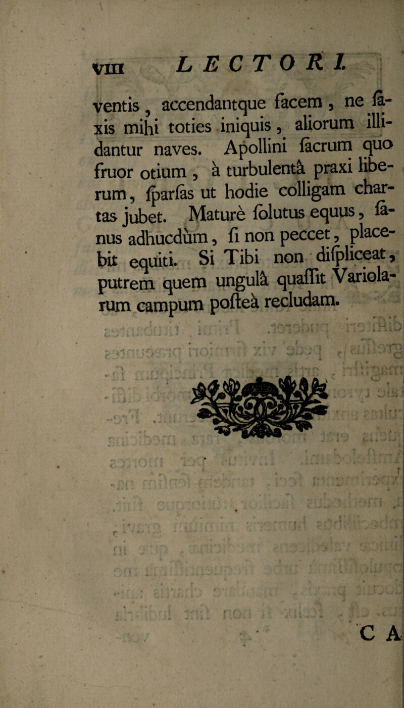 \ ym Lt E C T O R I. ventis, accendantque facem , ne fa- xis mihi toties iniquis, aliorum illi¬ dantur naves. Apollini lacrurn quo fruor otium , h. turbulentk praxi libe¬ rum, fparfas ut hodie colligam char¬ tas jubet. Mature folutus equus, ^- nus adhucdum, fi non peccet, place¬ bit equiti. Si Tibi non ■ dilplic^at, putrem quem unguli, quaffit Variola- lum ^campum poftek recludam. * t r ' ' ■ ‘ » i i 1 , ^ . r