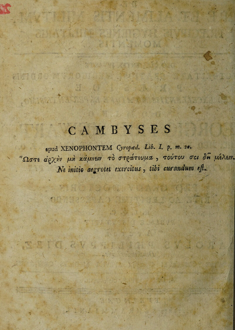 CAMBYSES # V* apud XENOPHONTEM Gyropad. Lib. I p* m. 29. d^yjv fj.Y) zdfxvuv ro oTQdnv/usc , 'rcvrov crci Set fxiMtn Ne initio aegroUt exercitus ? tifci curandum tfi*.