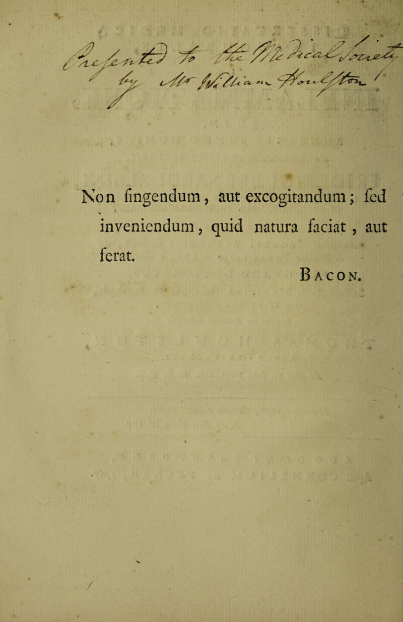 Non fingendum, aut excogitandum; fed inveniendum, quid natura faciat , aut ferat. B ACO N. i *