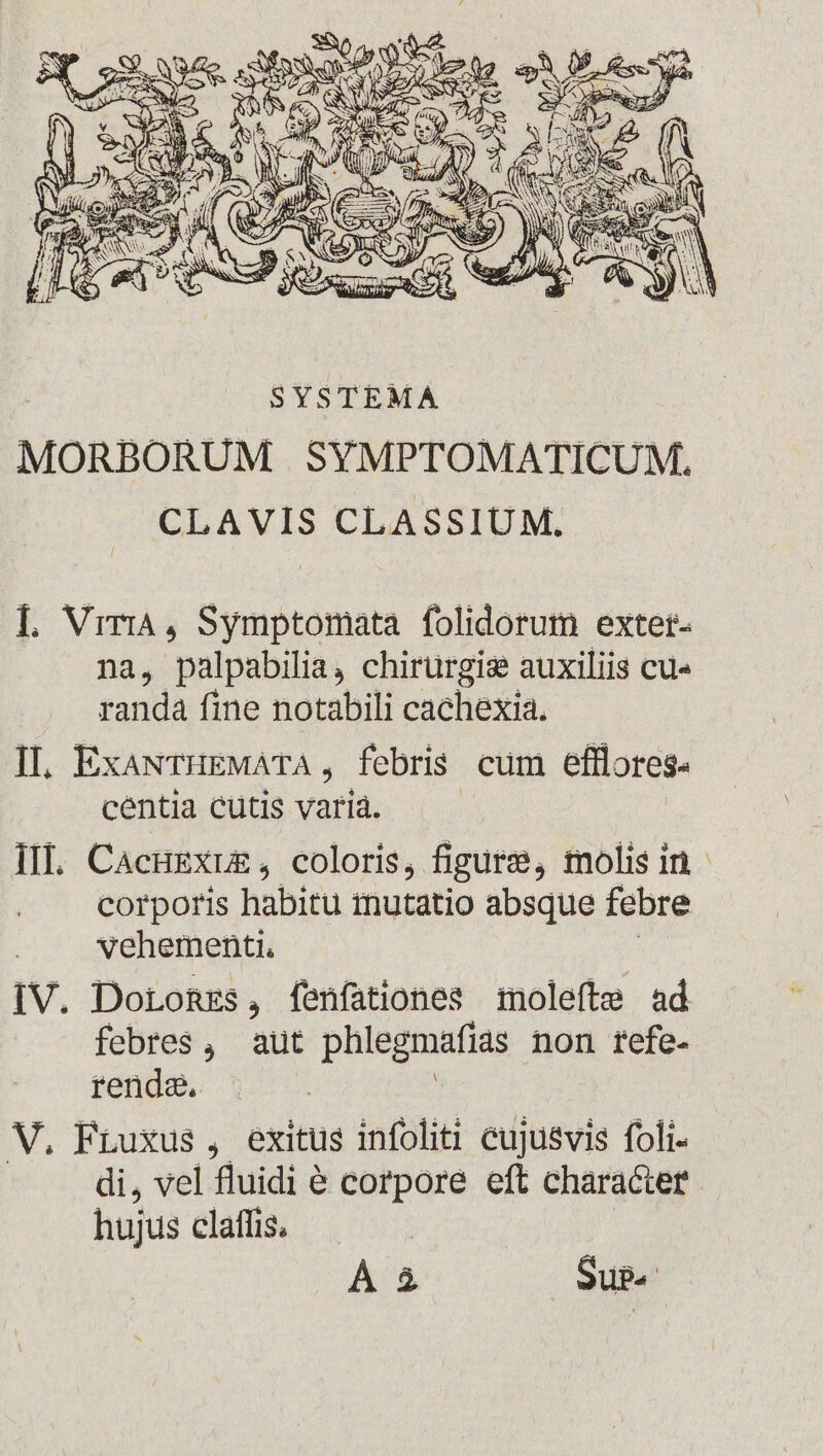 [L ViriA, Symptomata folidorum exter- na, palpabilia chirurgis auxiliis cu« randa fine notabili cachexia. IL ExaNTHEMATA, febris cum efflores. centia cutis varia. HII. CacHEXUE , coloris, figure, molis in corporis habitu mutatio absque febre vehementi. IV. Doronzs, fenfationes molefte ad febres , aut phlegmafias non fefe- renda. V, FLuxus , exitus infoliti cujusvis foli. di, vel fluidi é corpore eft character hujus claffis, | À à Su.