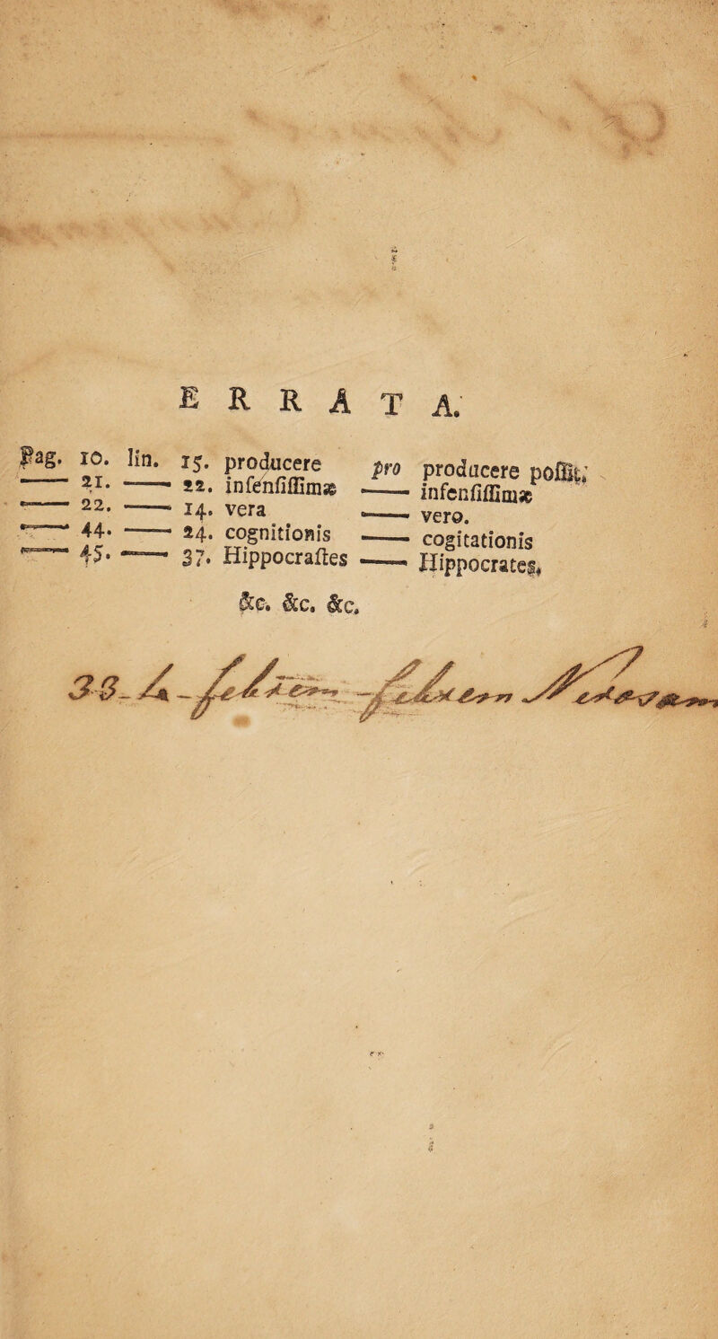 10. 21. 22. 44- 45. Iin. 15. producere “—- 22. infenfiffiniag -- 14. vera - 24. cognitionis 37. Hippocraftes pro producere poflk; —- infenfiffinisB —- vero. - cogitationis —1 Hippocrate^ fe kc» kct