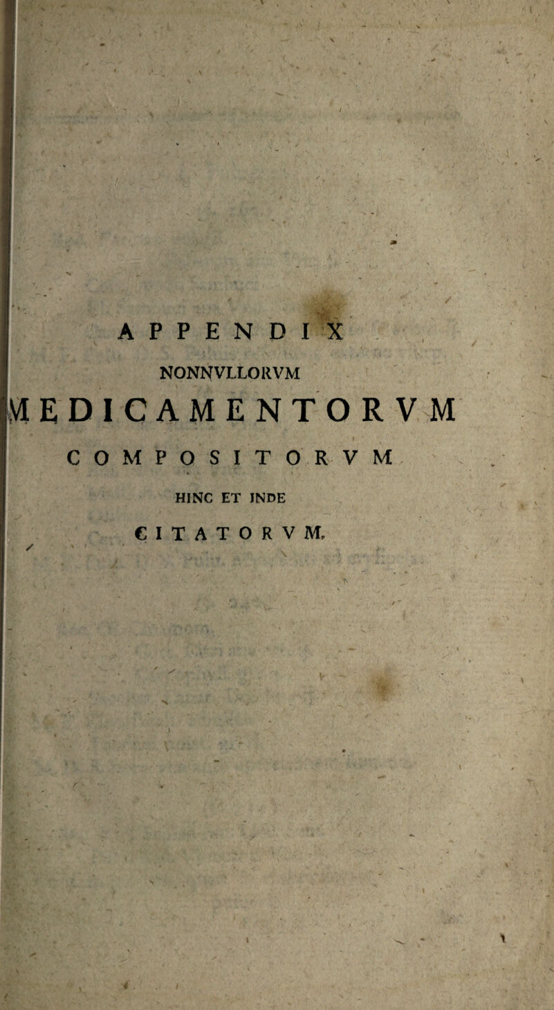 / APPENDIX \ NONNVLLOllVM \IED1CAMENT0RVM C O M P O S I T O R V M * HINC ET INDE CITATORVM.