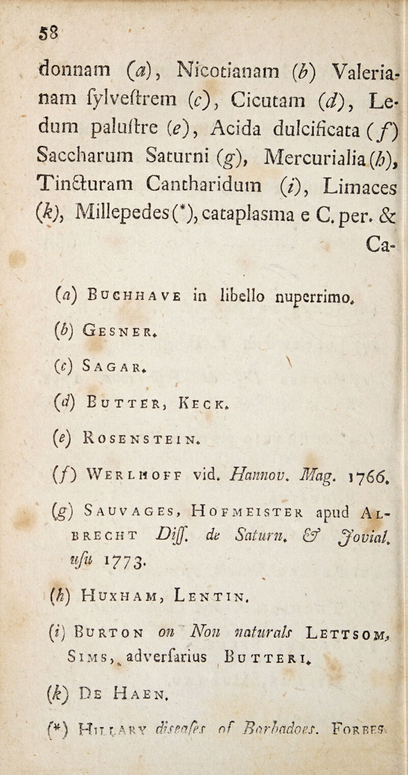 donnam (a), Nicotianam (b) Valeria¬ nam fylveftrem (c), Cicutam (d), Le- dum palultre (*), Acida dulcificata (/) Saccharum Saturni (g), Mercurialia (h), Tin£fcuram Cantharidum (/), Limaces (k), Millepedes(*), cataplasma e C. per. & Ca- (n) Buchhave ia libello nuperrimo, (b) Gesner* (c) Sagae, t (d) Buttee, Ke c k, (e) Rosenstein. (/) Werlhoff vid, Hannov. Mag. \y66, (g) Sauvages, Hofmeister apud Al- brecht Diij- ^ Satum, & Jovial. ufu 1773. % (k) Huxham, Lentin, (i) Burton on Non natur ais Lettsom^ Sims, adverfarius Bbtteri, (k) De Haen. {*) HiTf.ARY diseafes nf Barbadoes. Forbes.