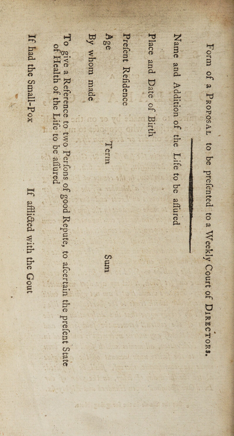 If had the Small-Pox If affiided with the Gout o *CfQ o p o *-»■> cr CD m • O* CD P n> CD <D a o a td £T O 3 3 P a- o Cro a> *-« n> o> & n> CL, n» P o o 3 p* o CD P P CL, d P O o tad 2 P 3 O P P P~ > a a. *«* • r“* J~** c O P o 5-fj O 3 CT ® o p 2 g*g* 8 g ►*» Crq O O a- CD *T5‘ a c* a © p H o a 3 05 cr o o cr o p gt —t O P- o ft> p cr CD ha •t CD a S3 05 rr P •»> a i Form of a Proposal to be prefented to a Weekly Court of Directors*
