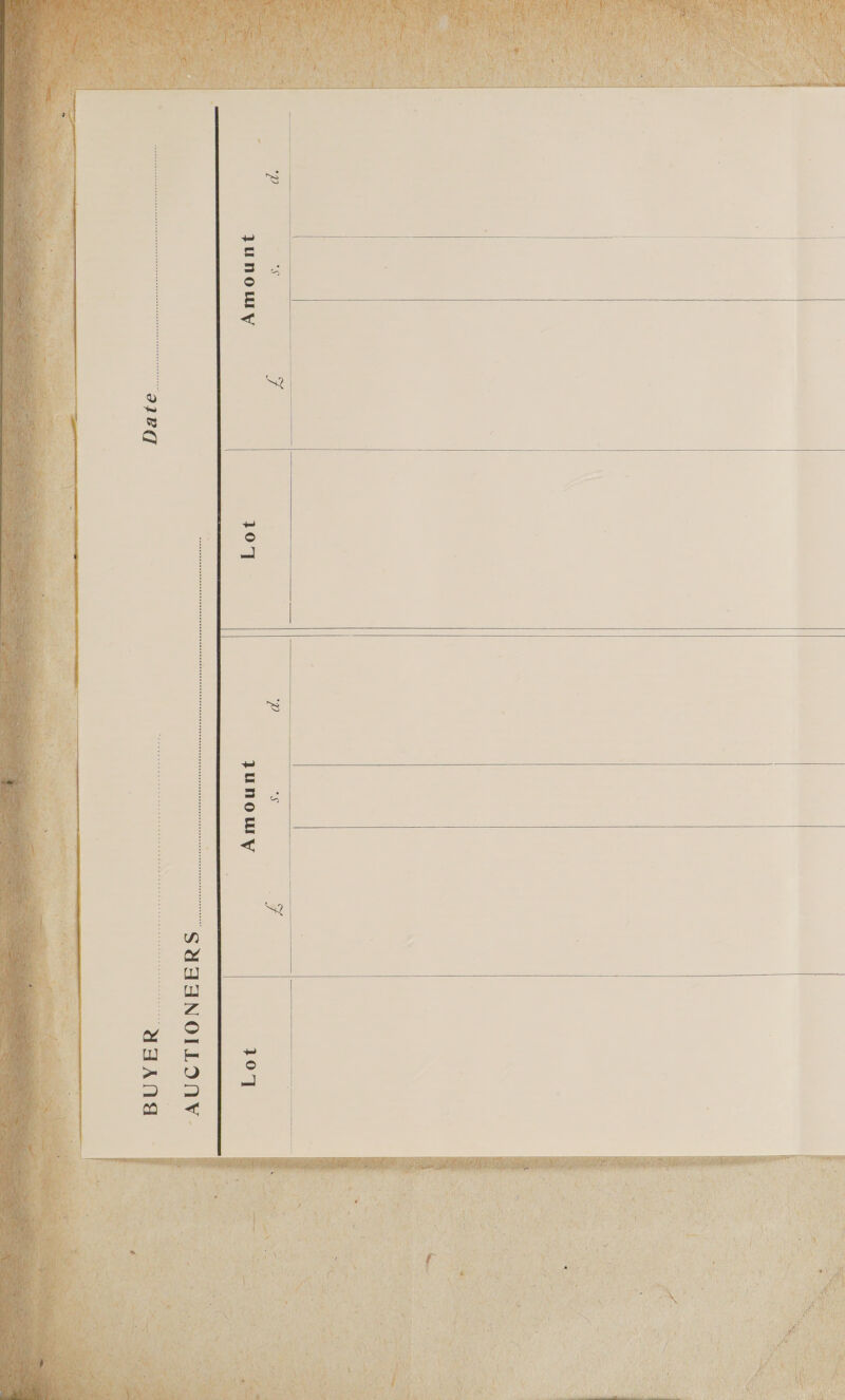  Date “AUCTIONEERS |. Amount  Lot  Amount              