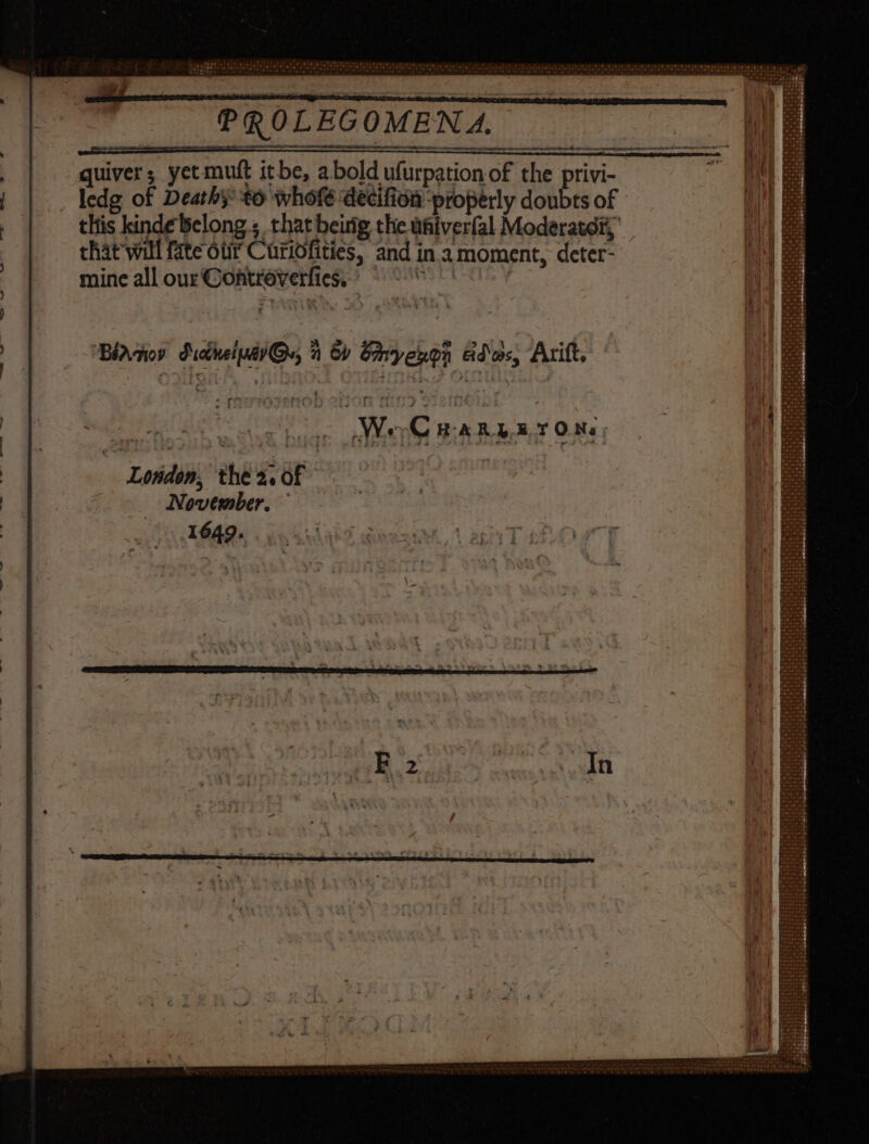 chát will fate oti 4 Birney d'icieipt) Qs 2 6y omyexgn ados, Arift, .€ E | London, the2.of Novewber. | 1649.