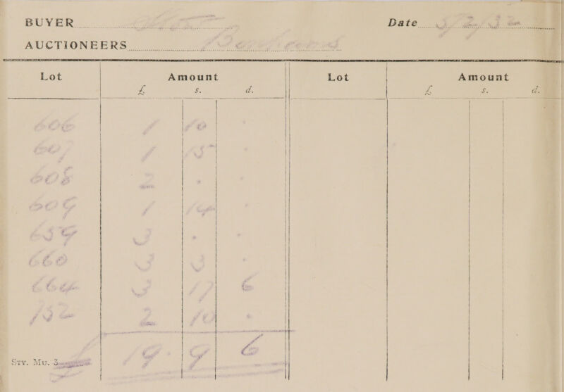 Sty. Mu.  Amount  |  ea : é = z   Amo    