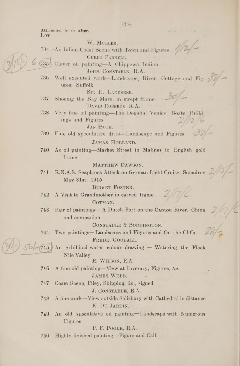Lor 737 739 740 741 742 743 744 —— ee 746 747 748 749 750 W. MULLER.  Sin E. LANDSEER. JAN Boru. a - frame BIRKET FOSTER. COTMAN. - and companion FREDK. GOODALL. R. WILSON, R.A. JAMES WEBB. K. Du JARDIN. Figures P.. ESP OOLE AREAS AY