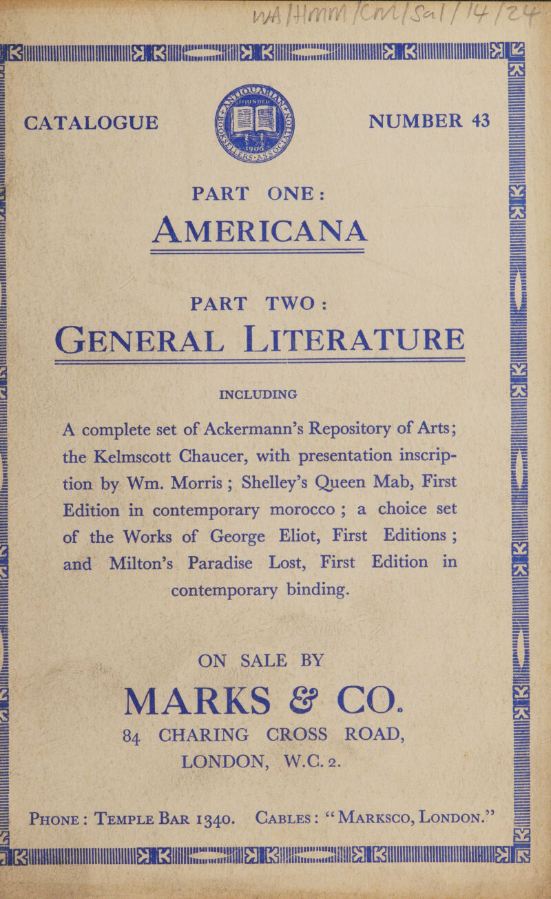 mI aon ee Ss NUMBER 43 PART ONE: AMERICANA PART TWO .L_ LITERATURE UNA Milton's s “Paradise Lost, ist Edition in contemporary binding. ome TD 4 29 