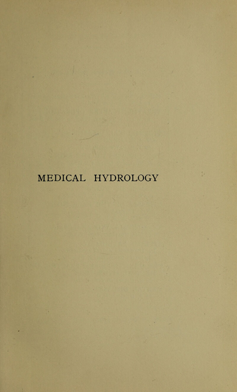 MEDICAL HYDROLOGY