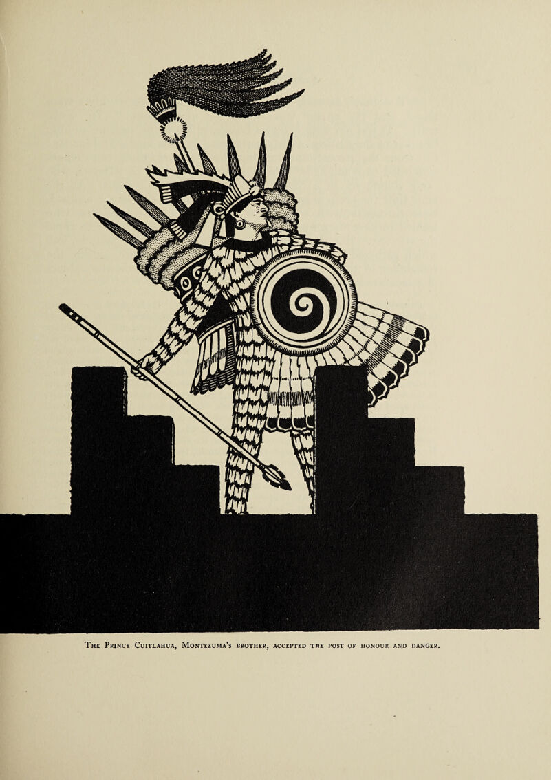 The Prince Cuitlahua, Montezuma’3 brother, accepted the post of honour and danger.