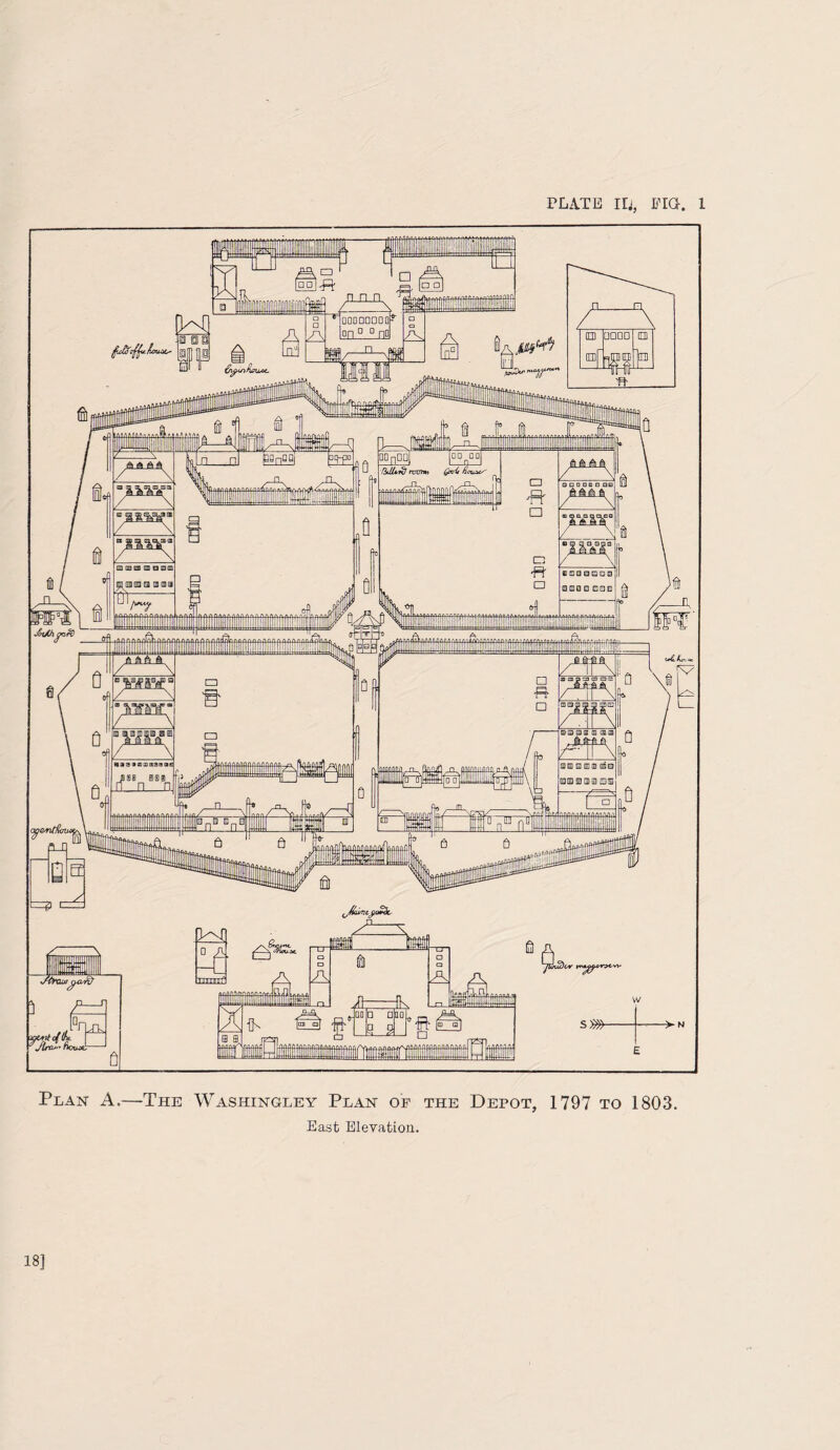 Plan A.—The Washingley Plan of the Depot, 1797 to 1803. East Elevation. 18]